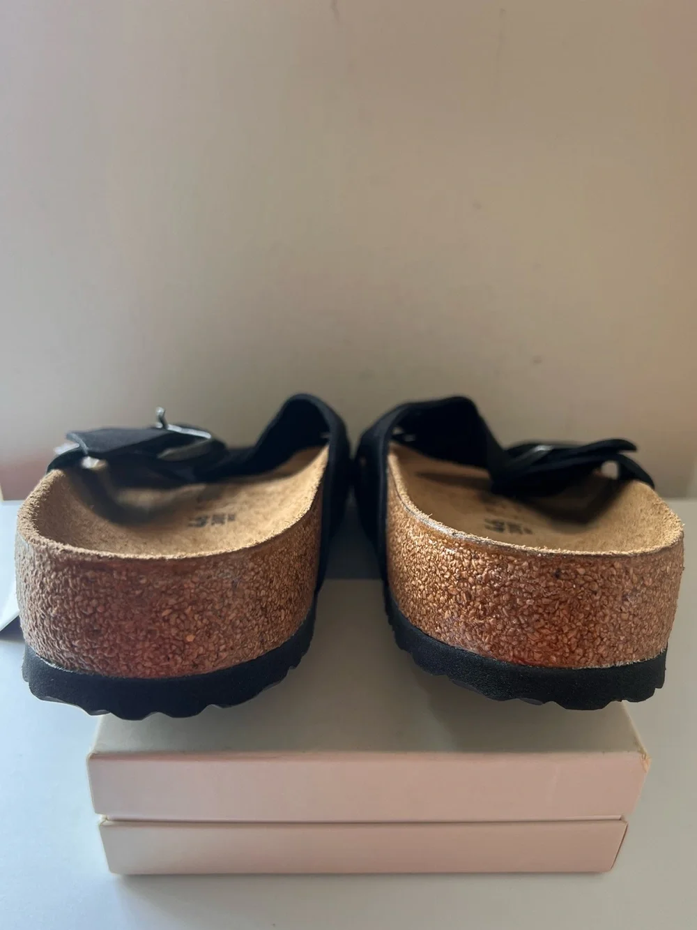Birkenstock Black Leather Crisscross Slide Sandals